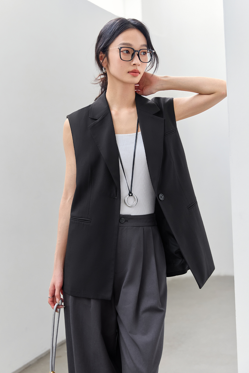Simple Sleeveless Suit Vest-VIMLYSTORE