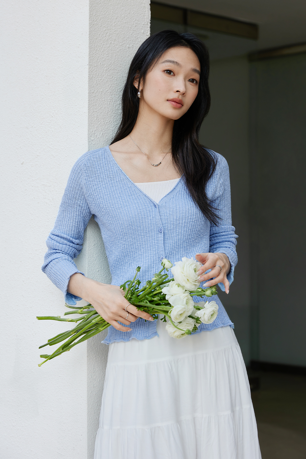 Striped Solid Color Knit Cardigan-VIMLYSTORE