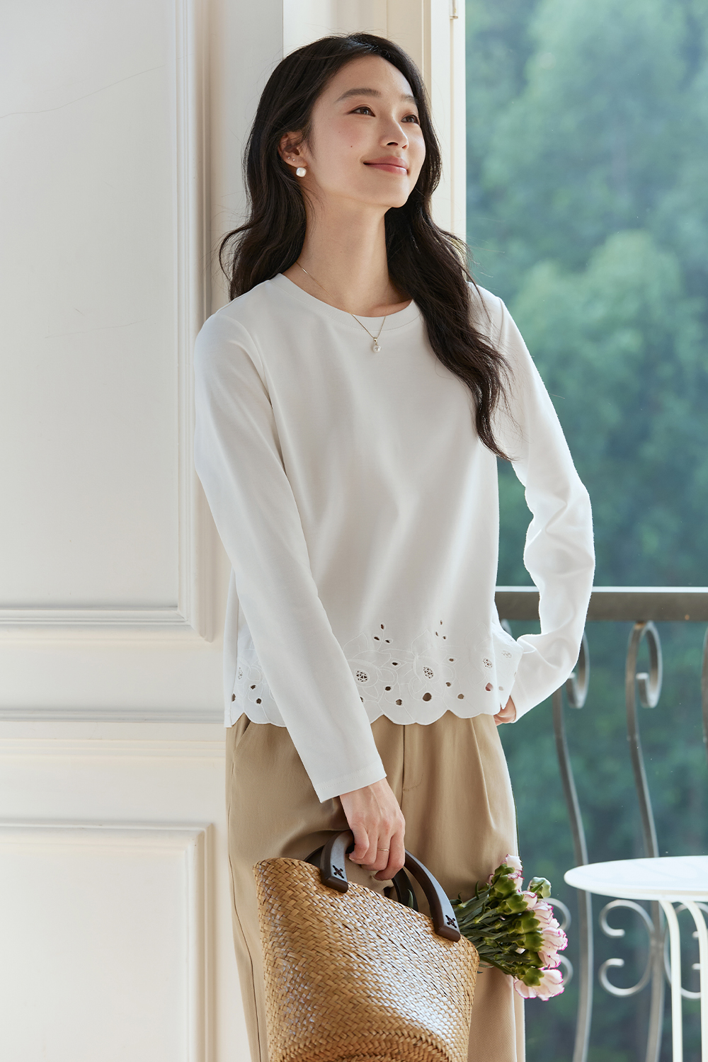 Soft Lace Long-Sleeved T-Shirt-VIMLYSTORE
