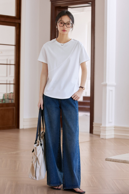 Cotton Solid Color Knitted T-Shirt