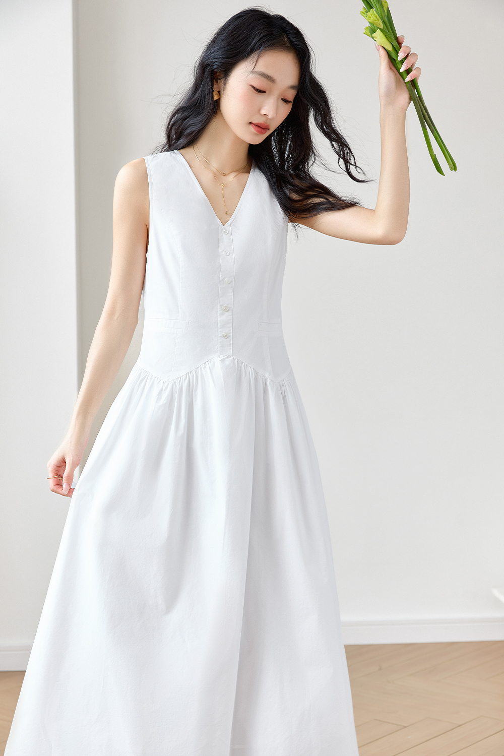 Solid Loose Cotton Dress-VIMLYSTORE