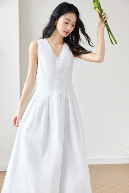 Solid Loose Cotton Dress