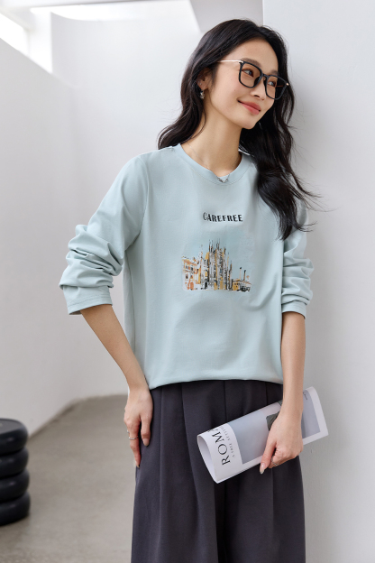 Scenery Print Cotton T-shirt
