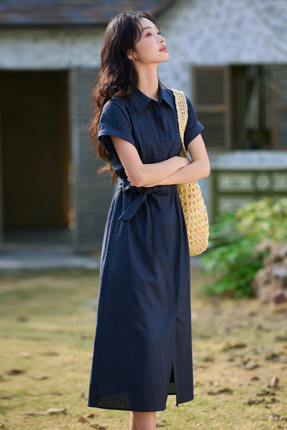 Lapel Shirt Dress