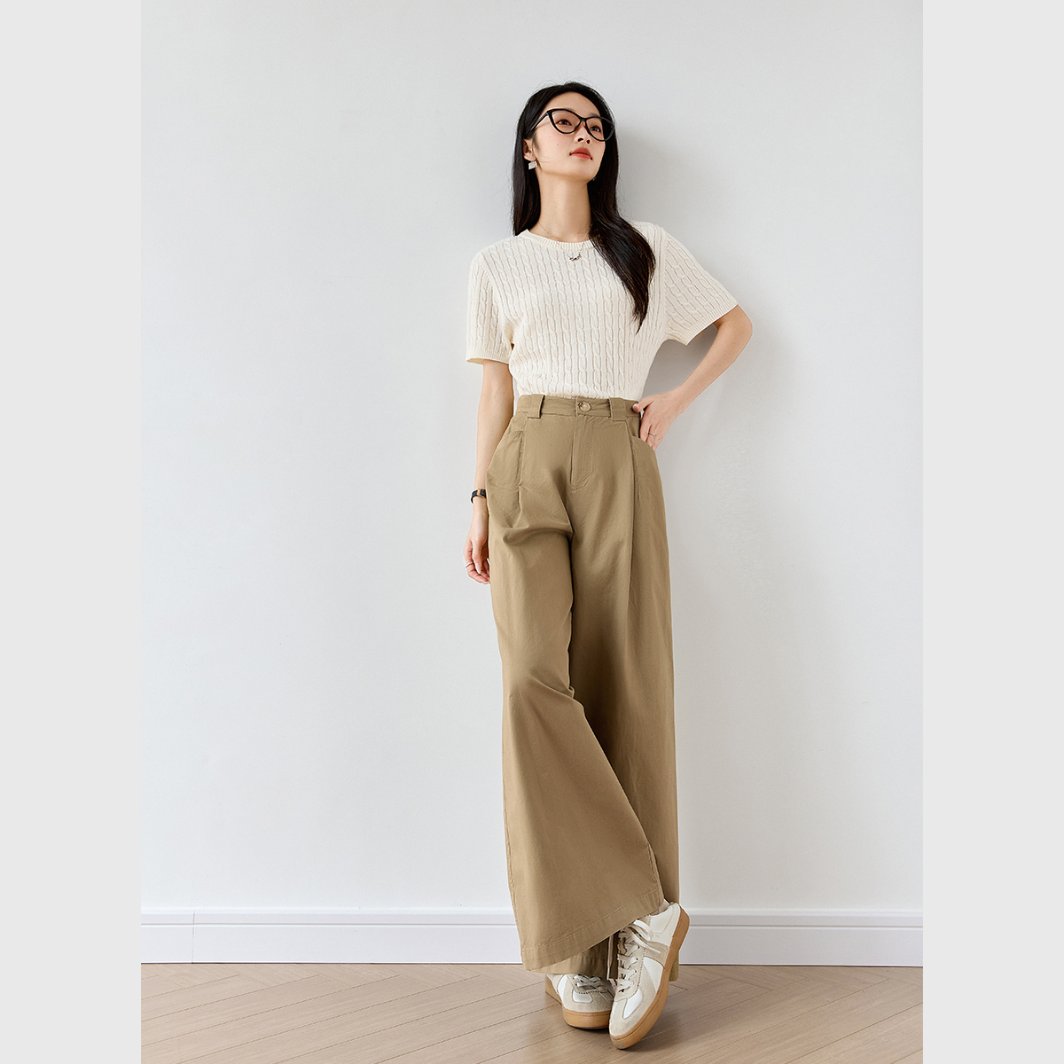 Pure Cotton Loose Versatile Wide-Leg Pants