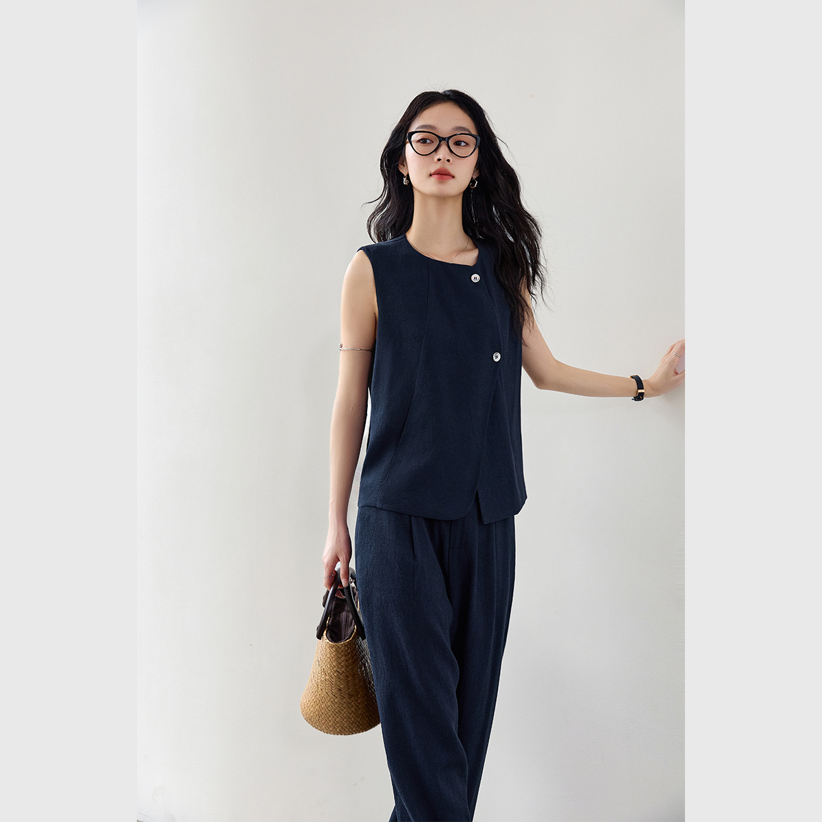 Linen Blended Vest Suit
