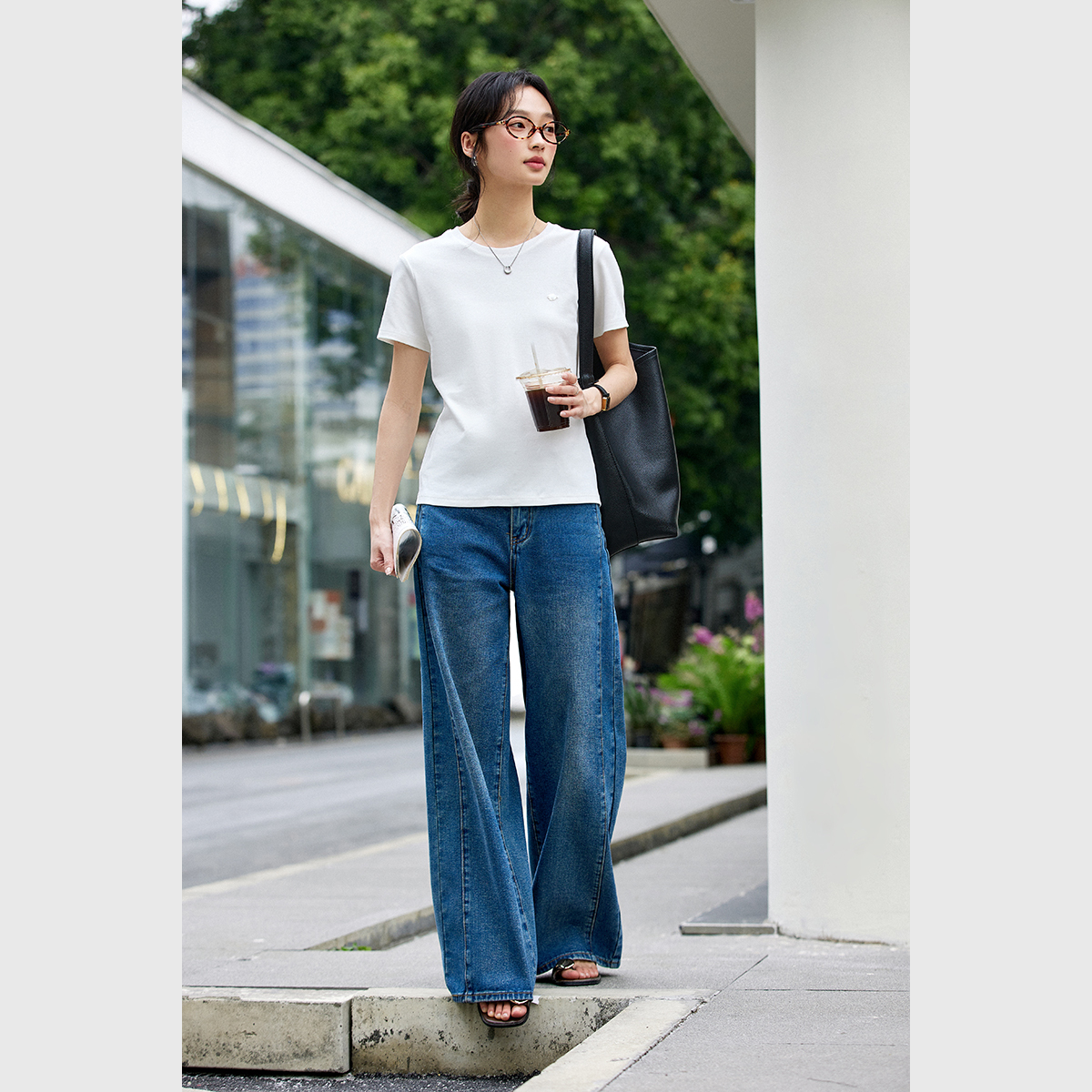 Back Hollow Solid Color T-Shirt