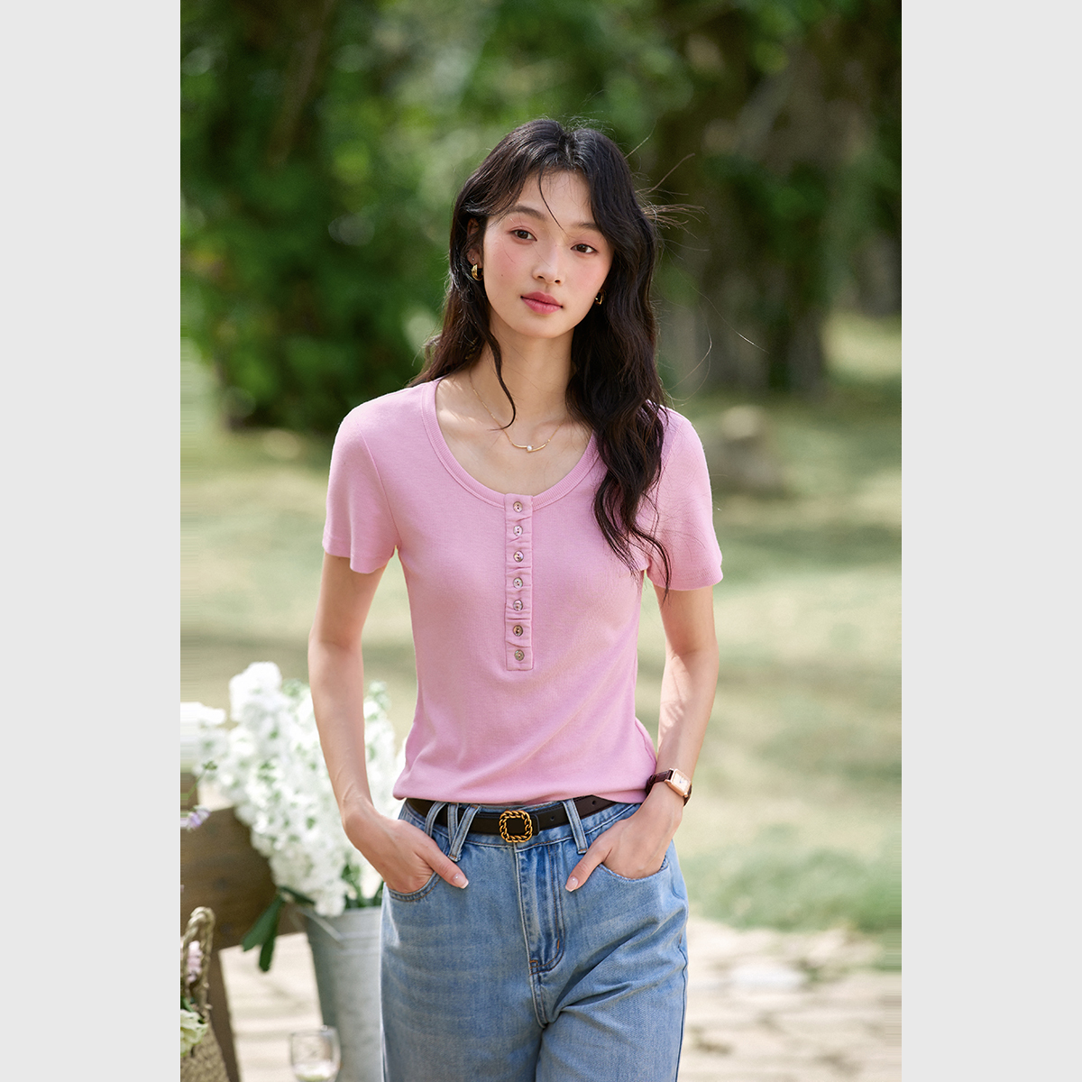 Fashion Casual Straight T-Shirt