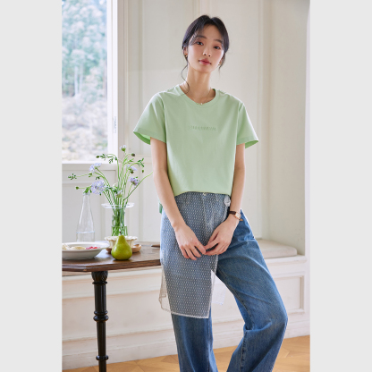 Letter Embossed T-Shirt