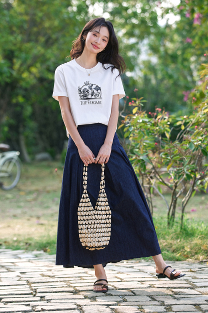 Cotton Printed Straight T-Shirt