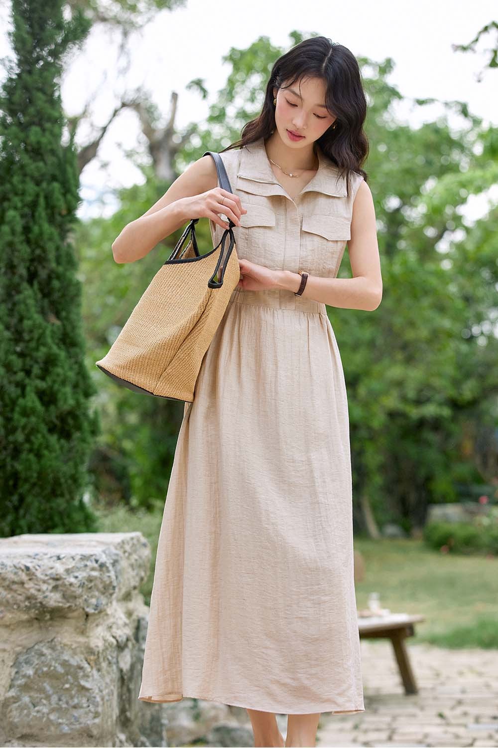Lapel Shirt A-Line Dress