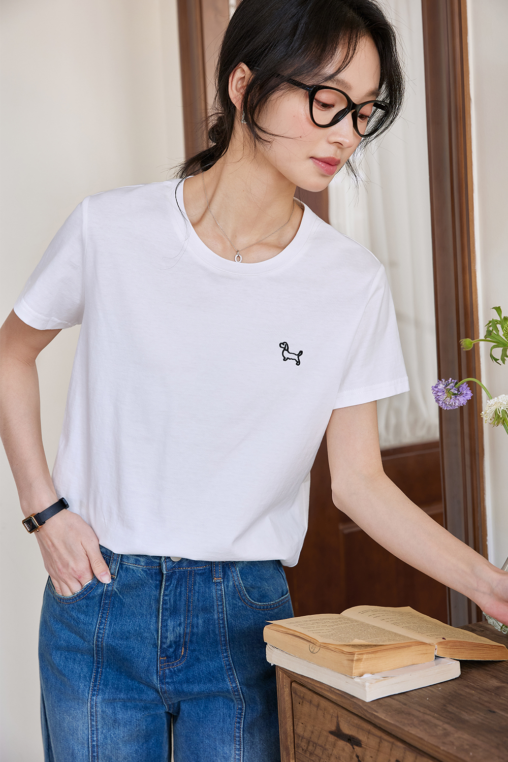 Lines Puppy Casual T-Shirt-VIMLYSTORE