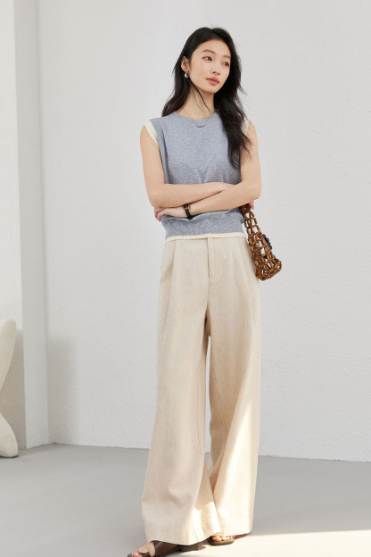 Round Neck Sleeveless Loose Knit Sweater
