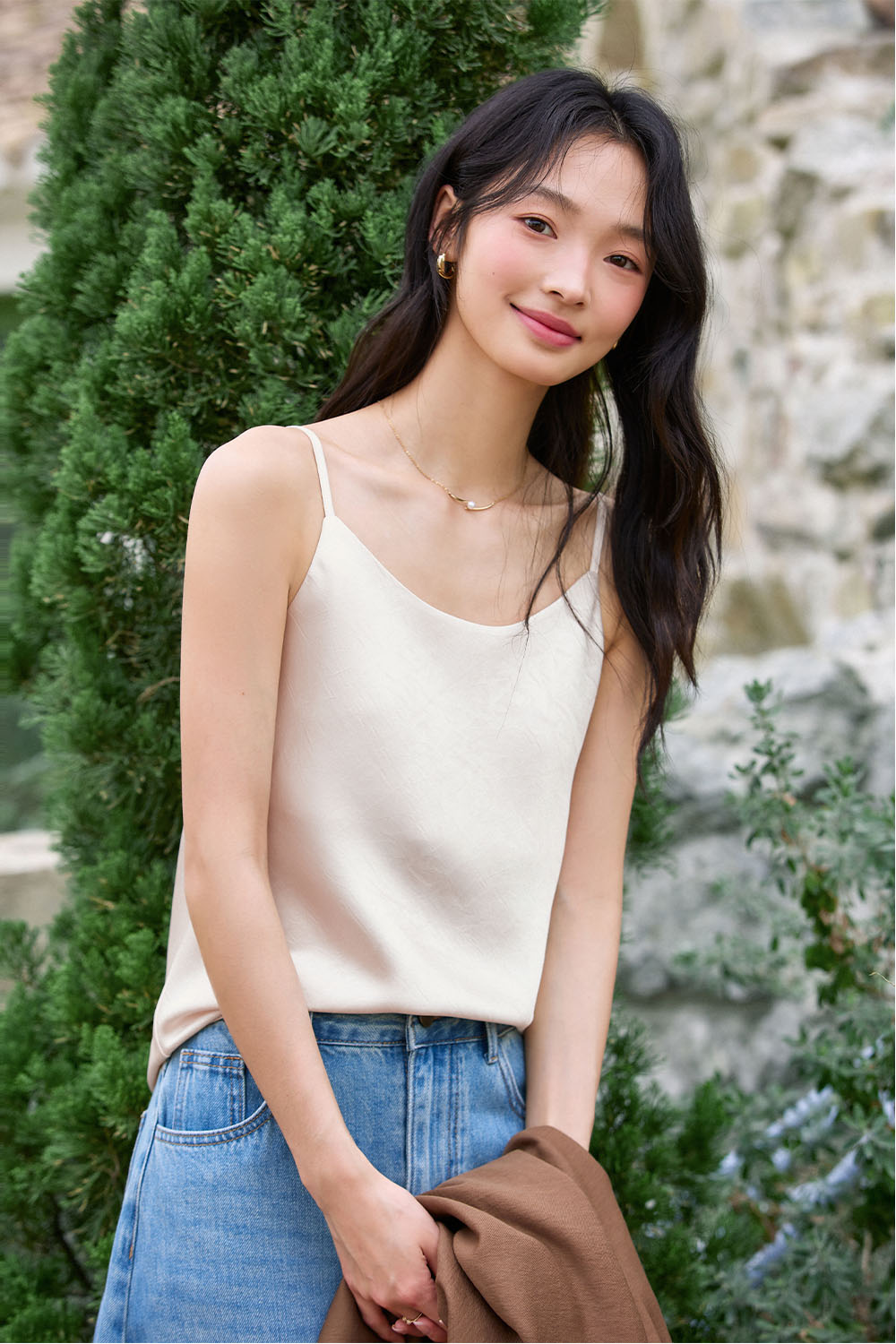 Ruched Round Neck Camisole-VIMLYSTORE