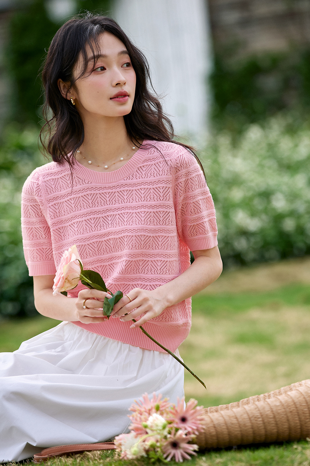 Openwork Striped Sweater