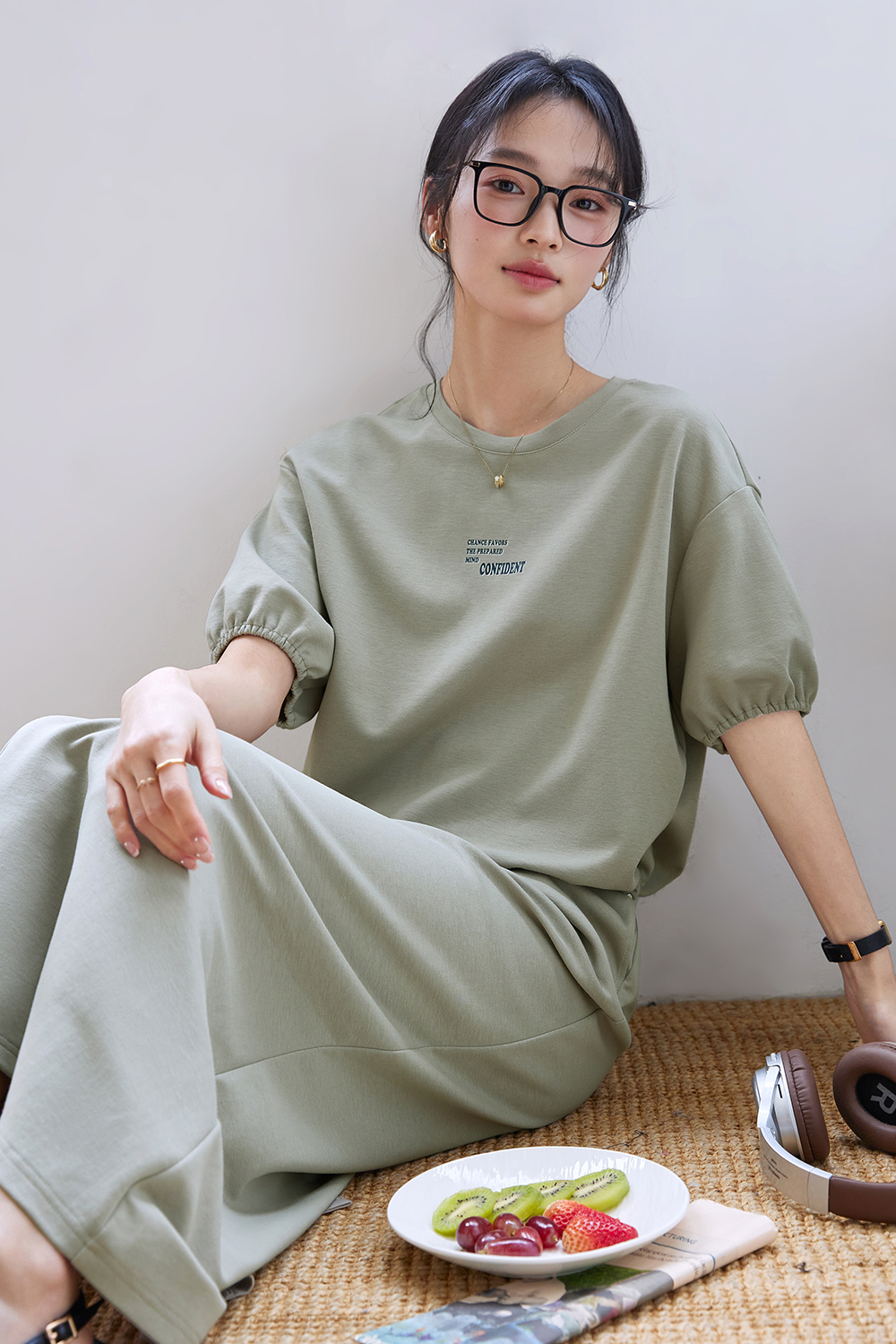 Casual Printed Knit Suit
