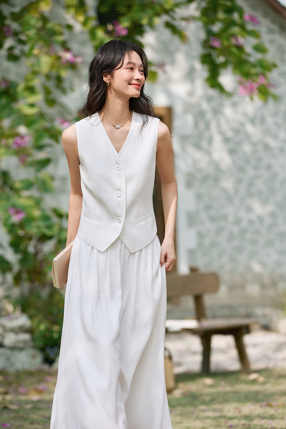 Off-White Simple Two-Piece Suit-VIMLYSTORE