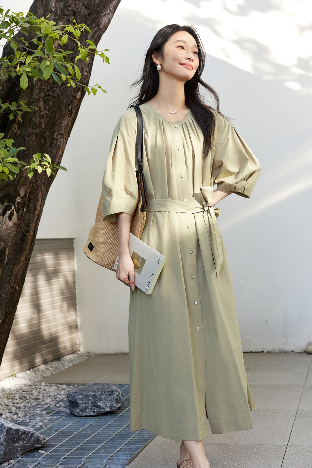 Retro-Chic Lyocell Pencil Dress for Office Elegance-VIMLYSTORE