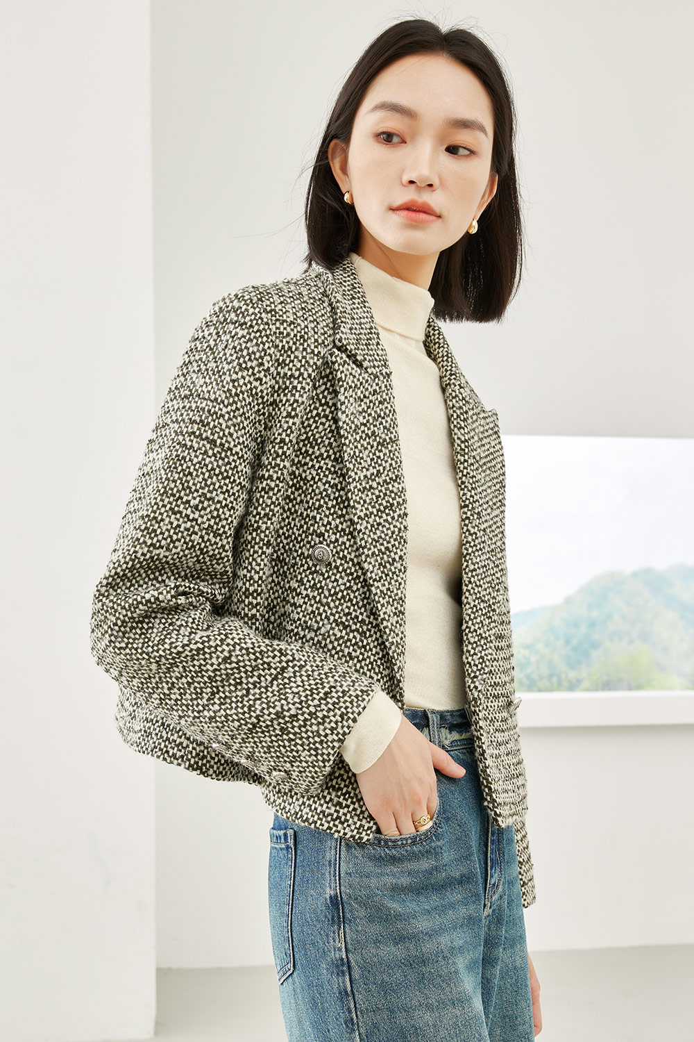 Wool Blend Short Blazer