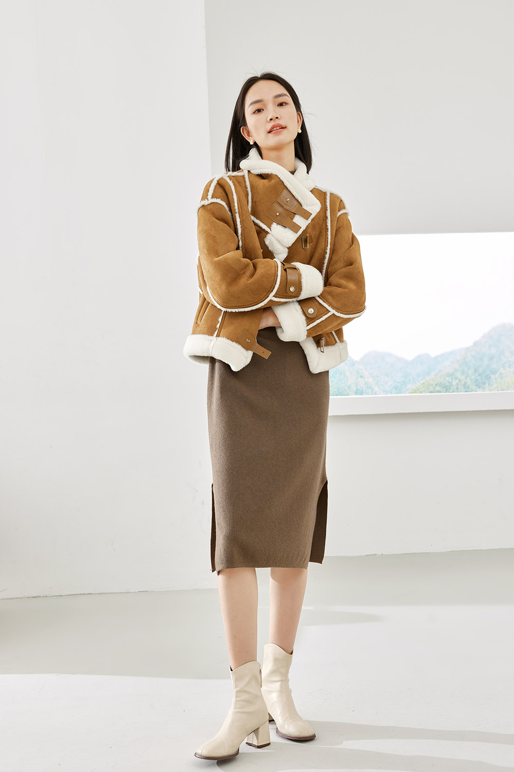 Leather and fur jacket-VIMLYSTORE