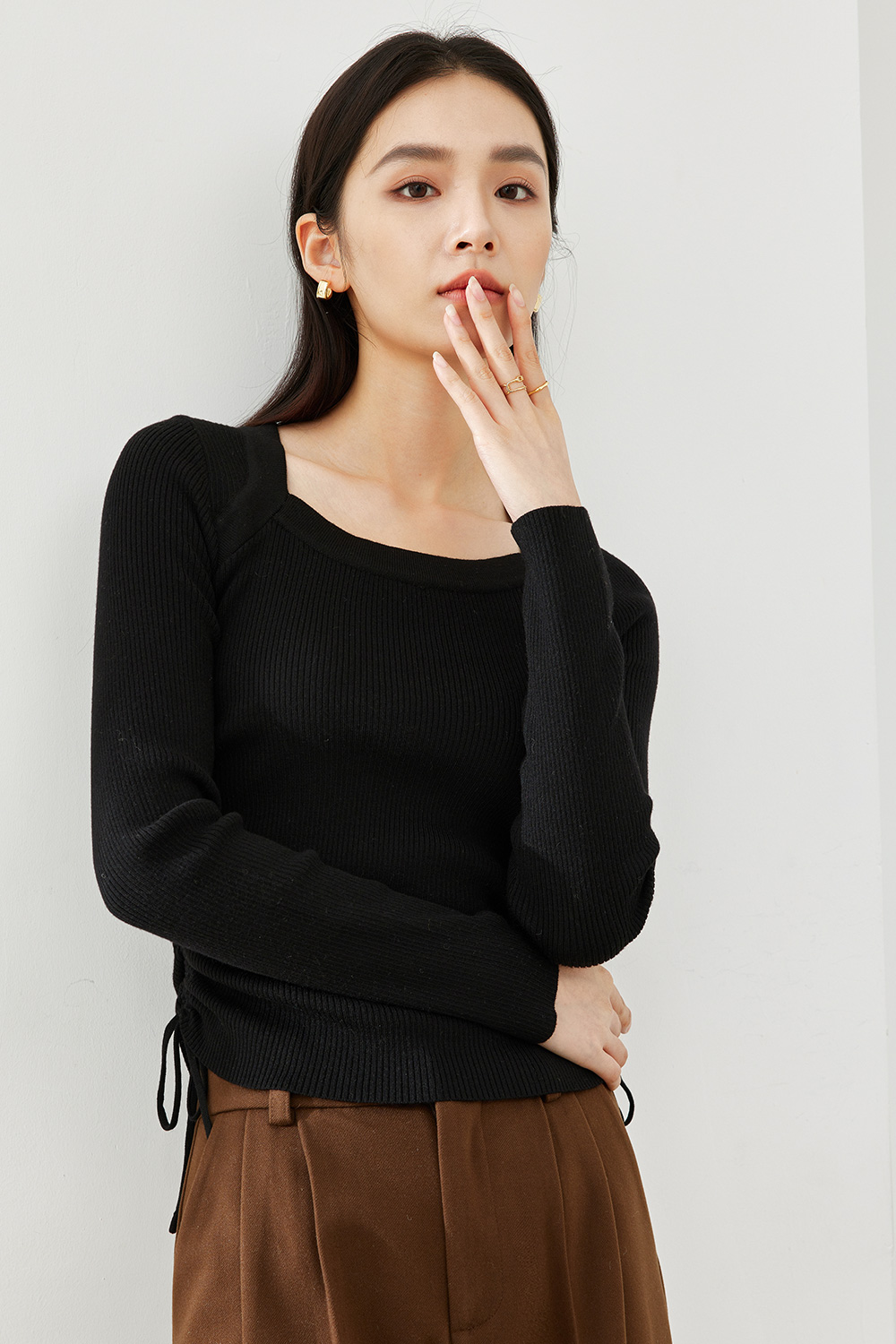 Simple Solid Color Knit Sweater-VIMLYSTORE