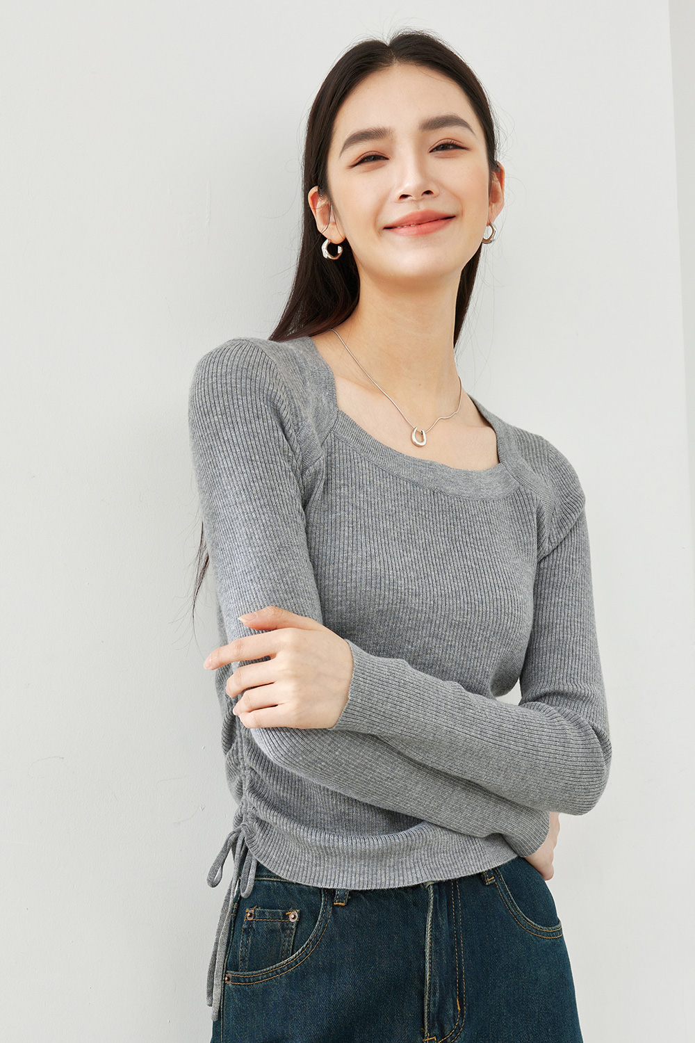 Simple Solid Color Knit Sweater-VIMLYSTORE