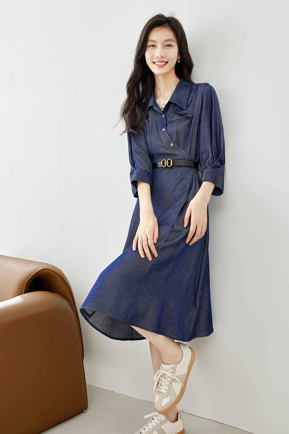 Deep denim blue dress-VIMLYSTORE
