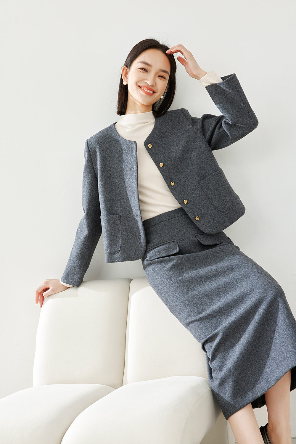 Tucked Cotton Elegant Two Piece Set