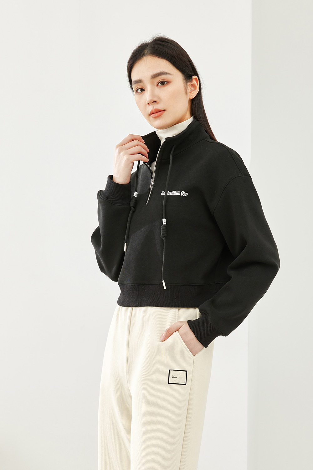 Stand Collar Zipper Hoodie