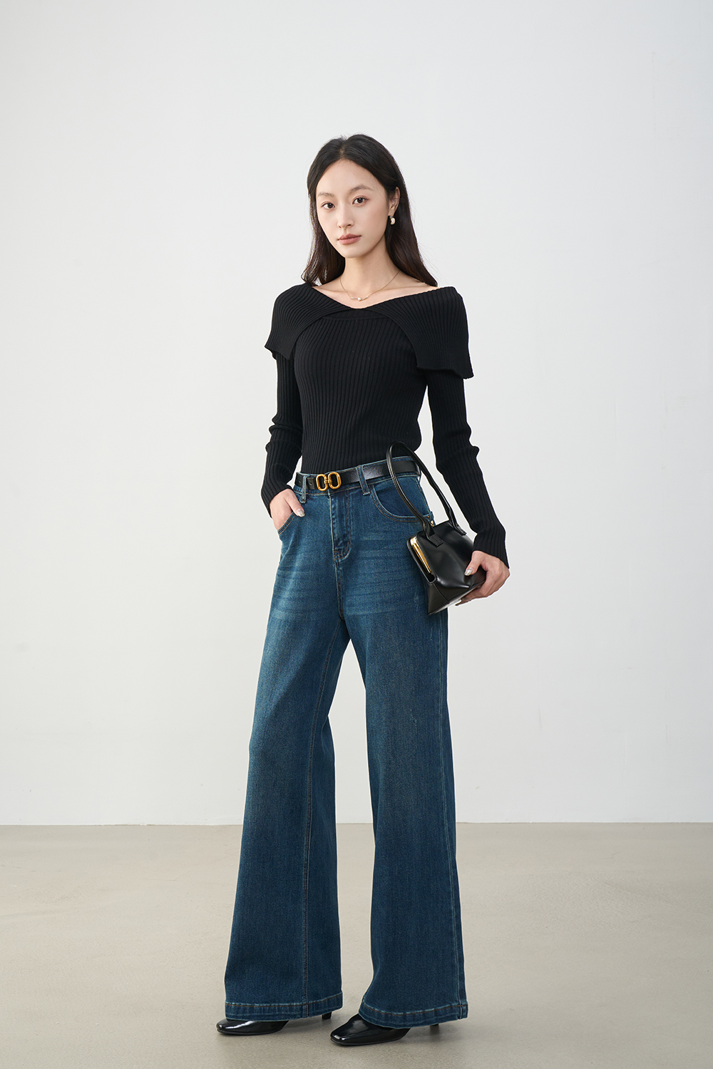 Retro denim blue slim jeans-VIMLYSTORE