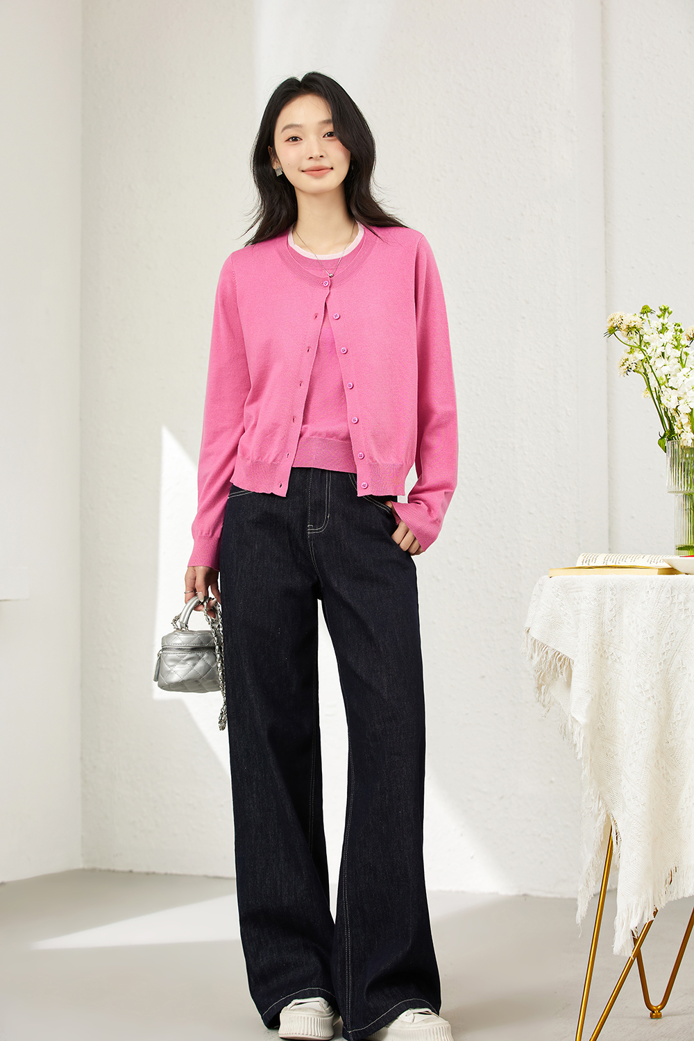 Faux Two-Layer Knit Cardigan Coat-VIMLYSTORE