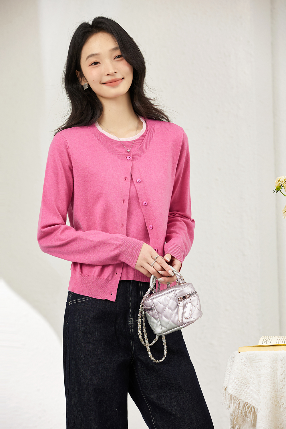 Faux Two-Layer Knit Cardigan Coat-VIMLYSTORE