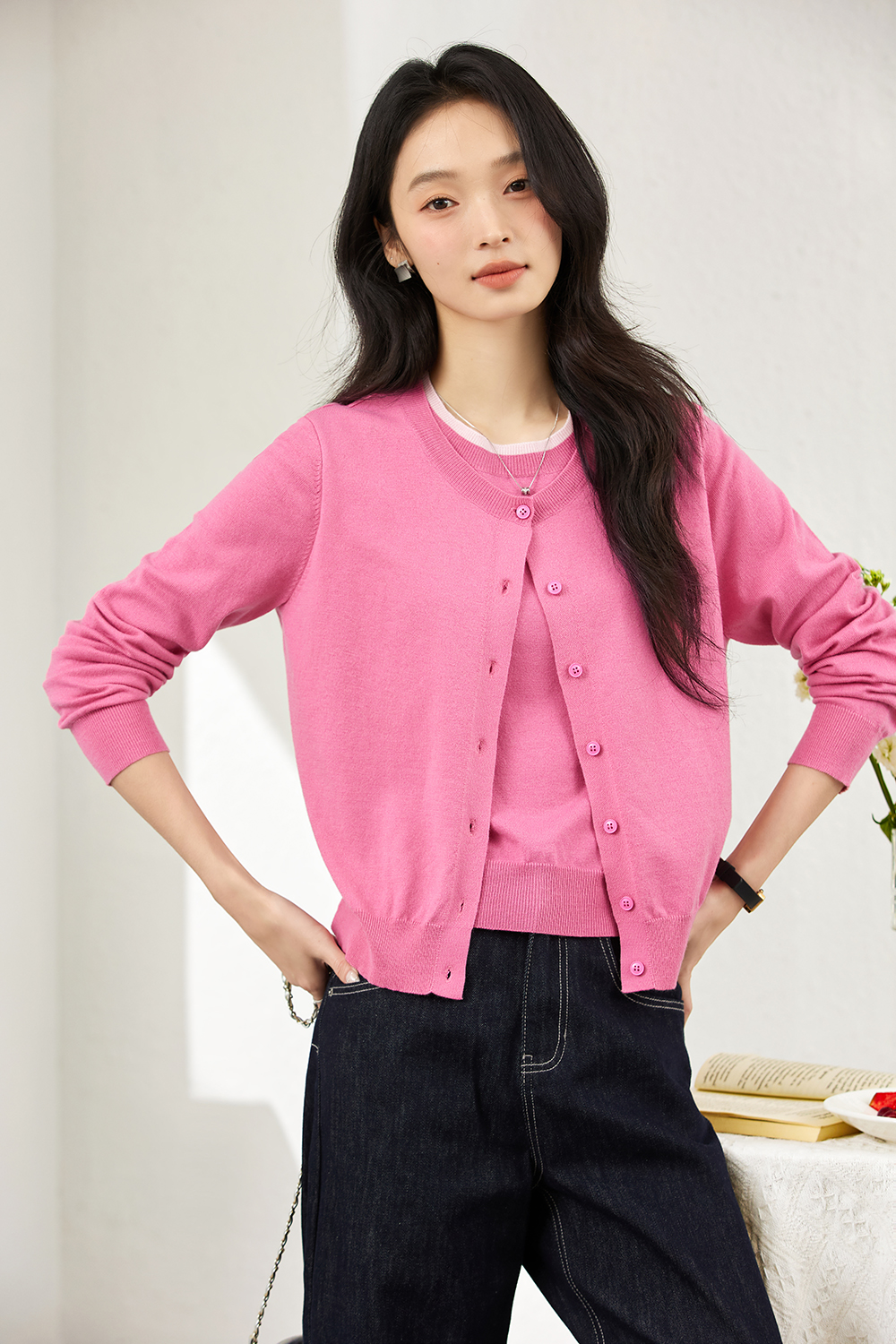 Faux Two-Layer Knit Cardigan Coat-VIMLYSTORE