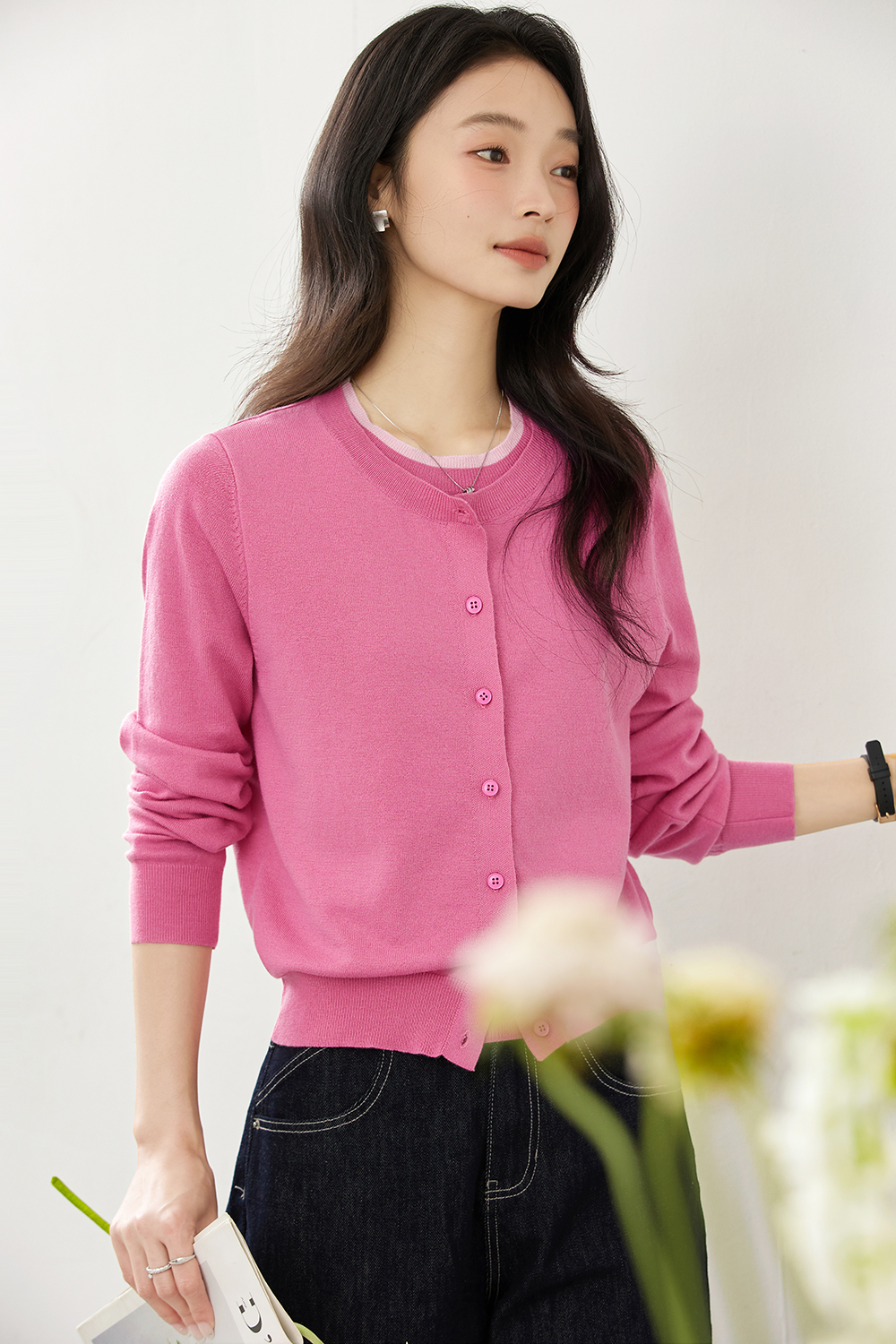 Faux Two-Layer Knit Cardigan Coat-VIMLYSTORE