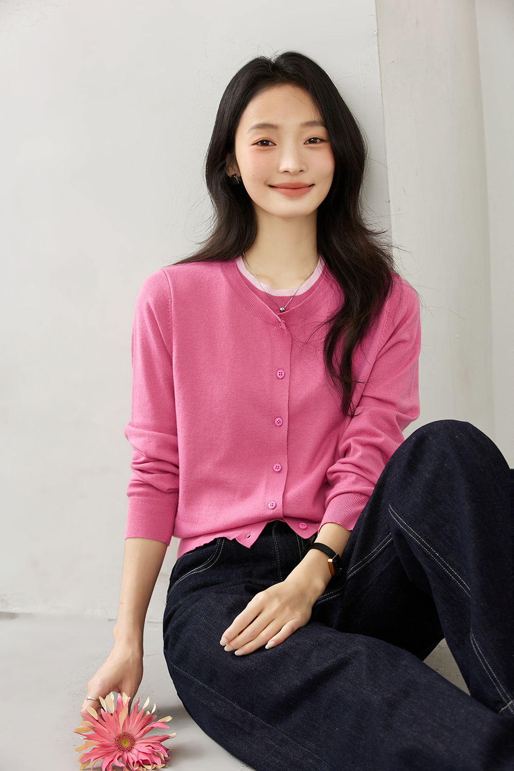 Faux Two-Layer Knit Cardigan Coat-VIMLYSTORE