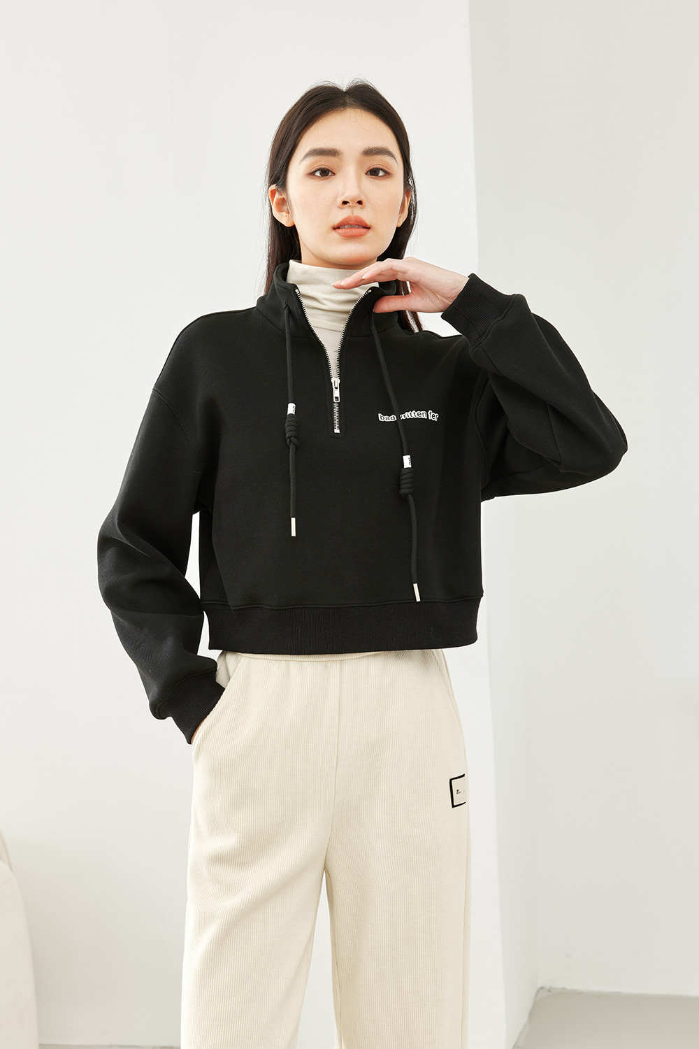 Stand Collar Zipper Hoodie