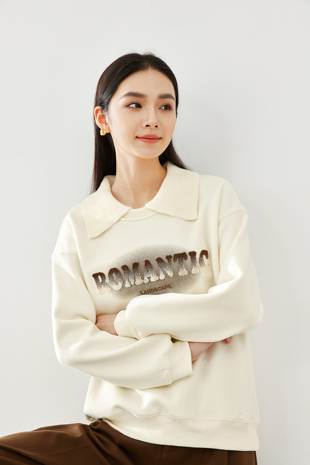 Fake two pieces casual sweater