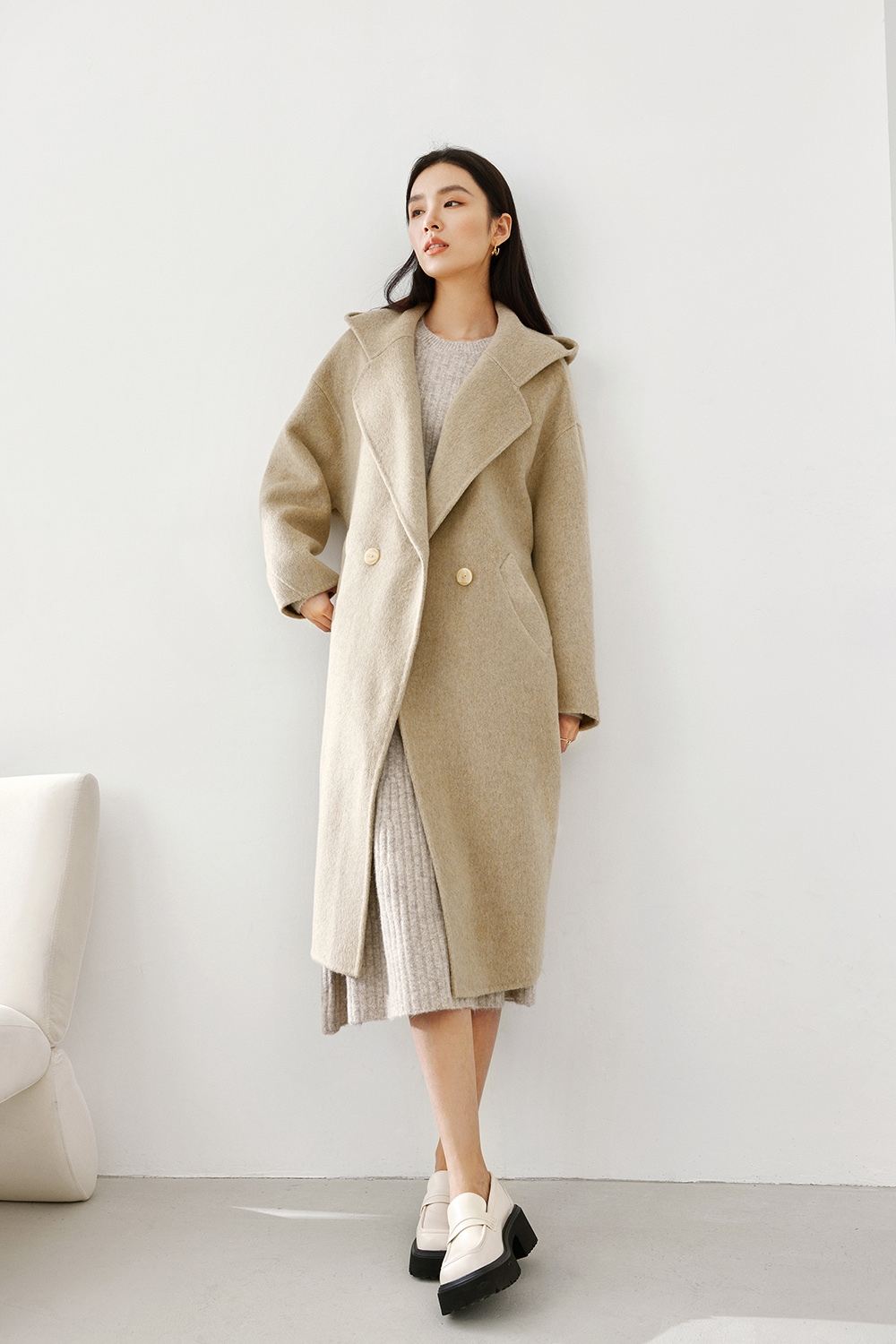 Simple Double-Faced Wool Coat