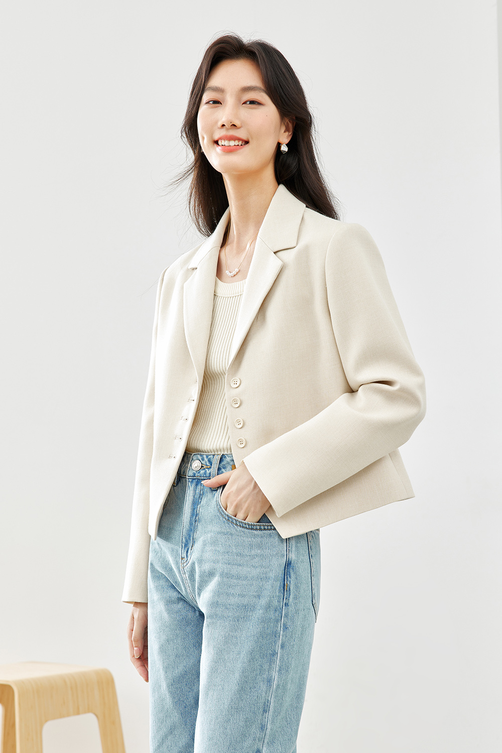 Solid Color Short Suit Jacket