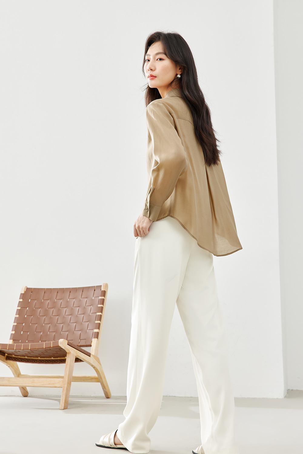 Lapel V-neck combination shirt