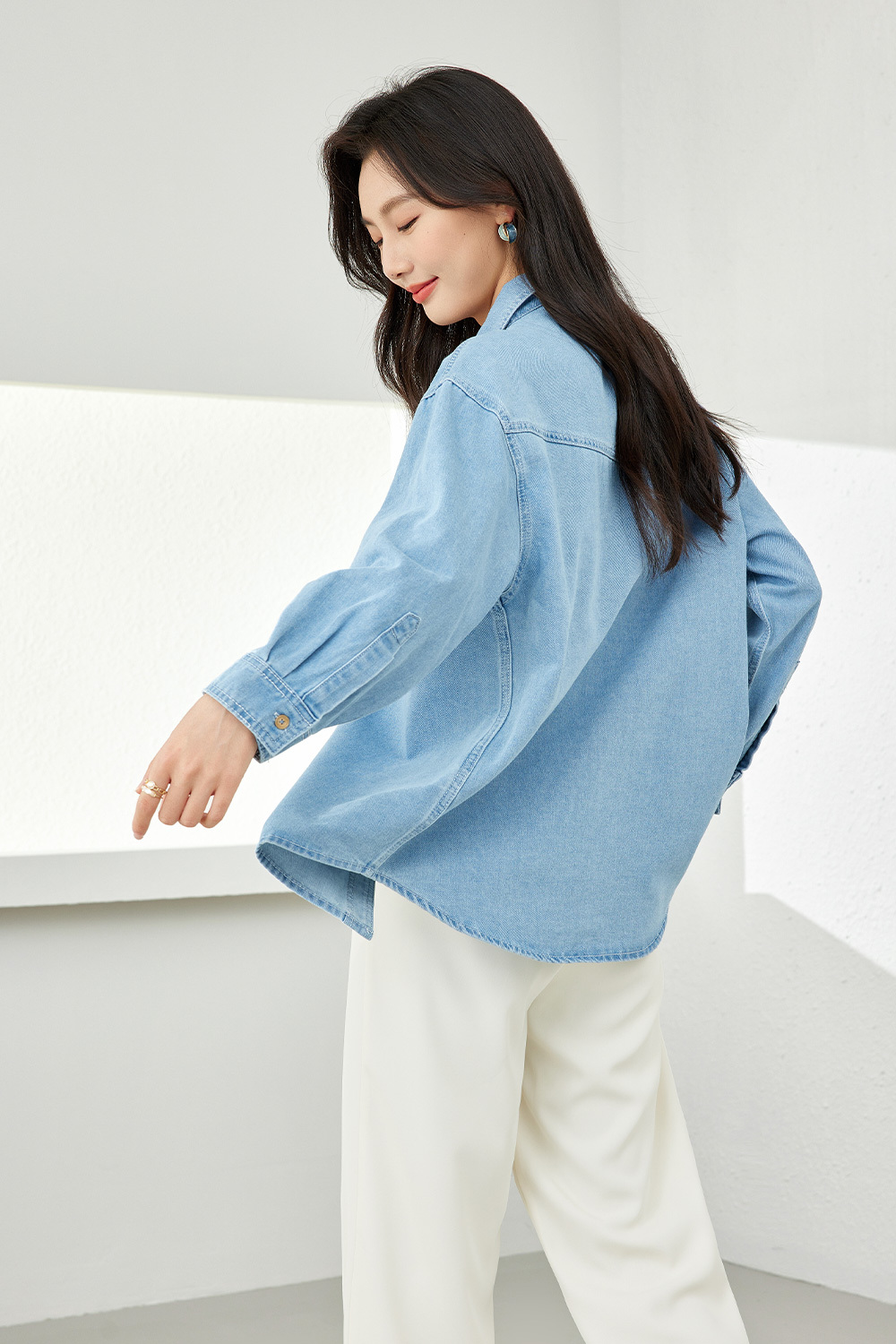 loose denim shirt
