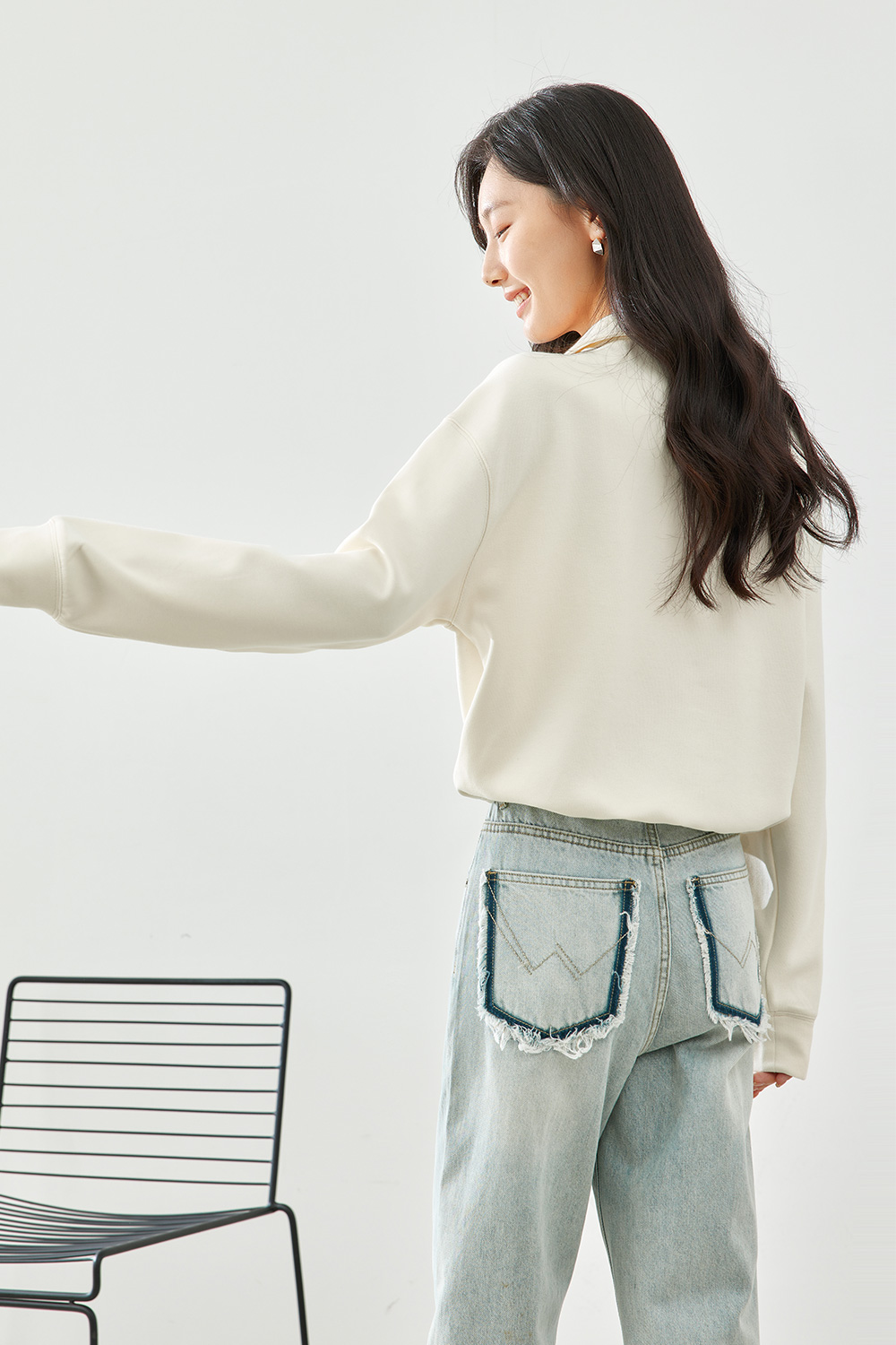 lapel knitted sweatshirt