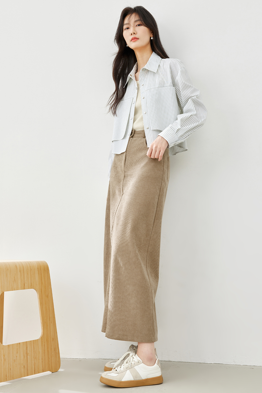High-End Mid-Waist A-Line Skirt