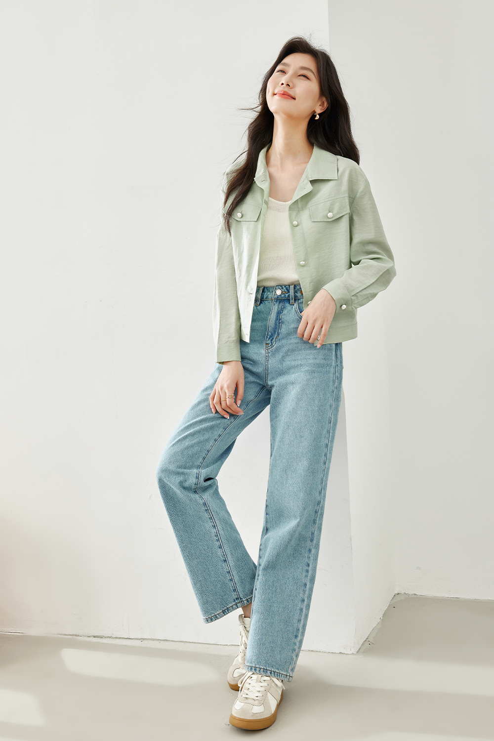 Linen-Blend Lapel Jacket