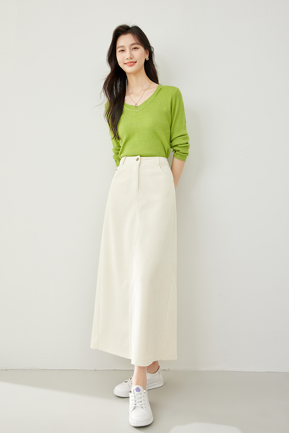 High-End Mid-Waist A-Line Skirt