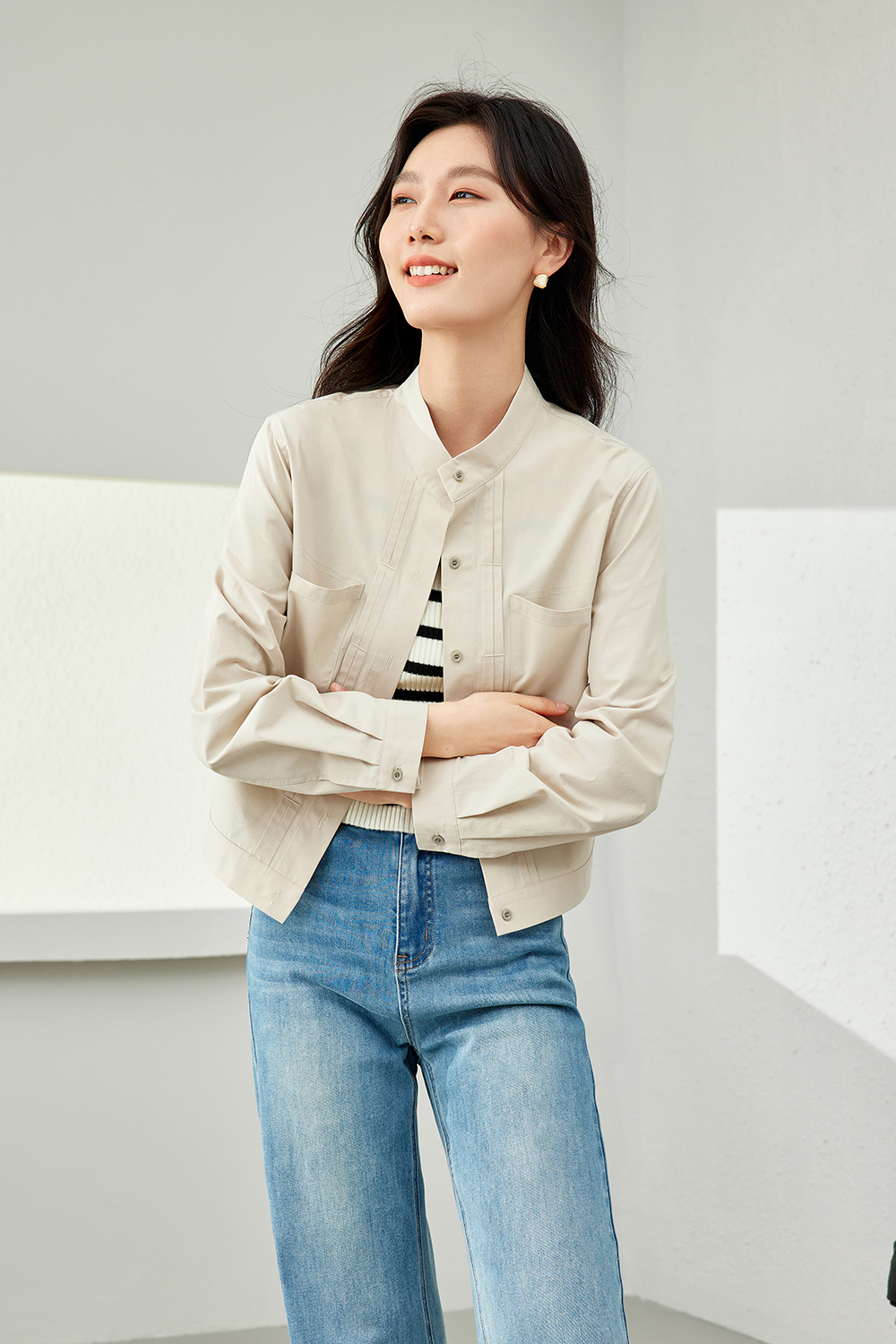 Pure Cotton Stand Collar Jacket