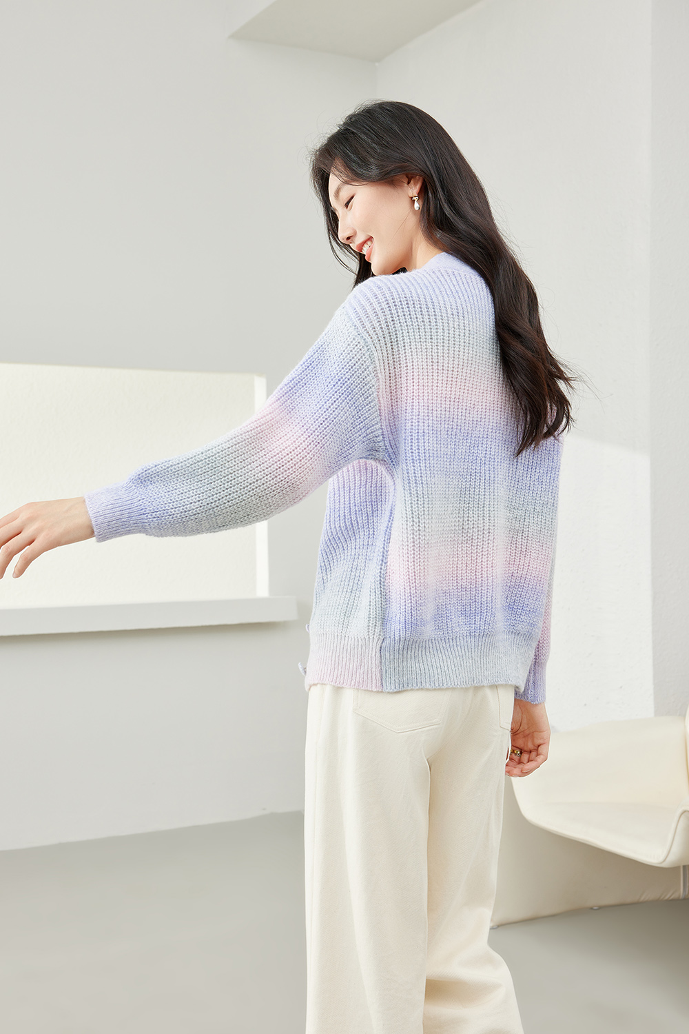 Gradient Knitted Cardigan-VIMLYSTORE
