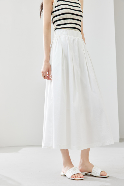 Literary Style Solid Color Umbrella Skirt
