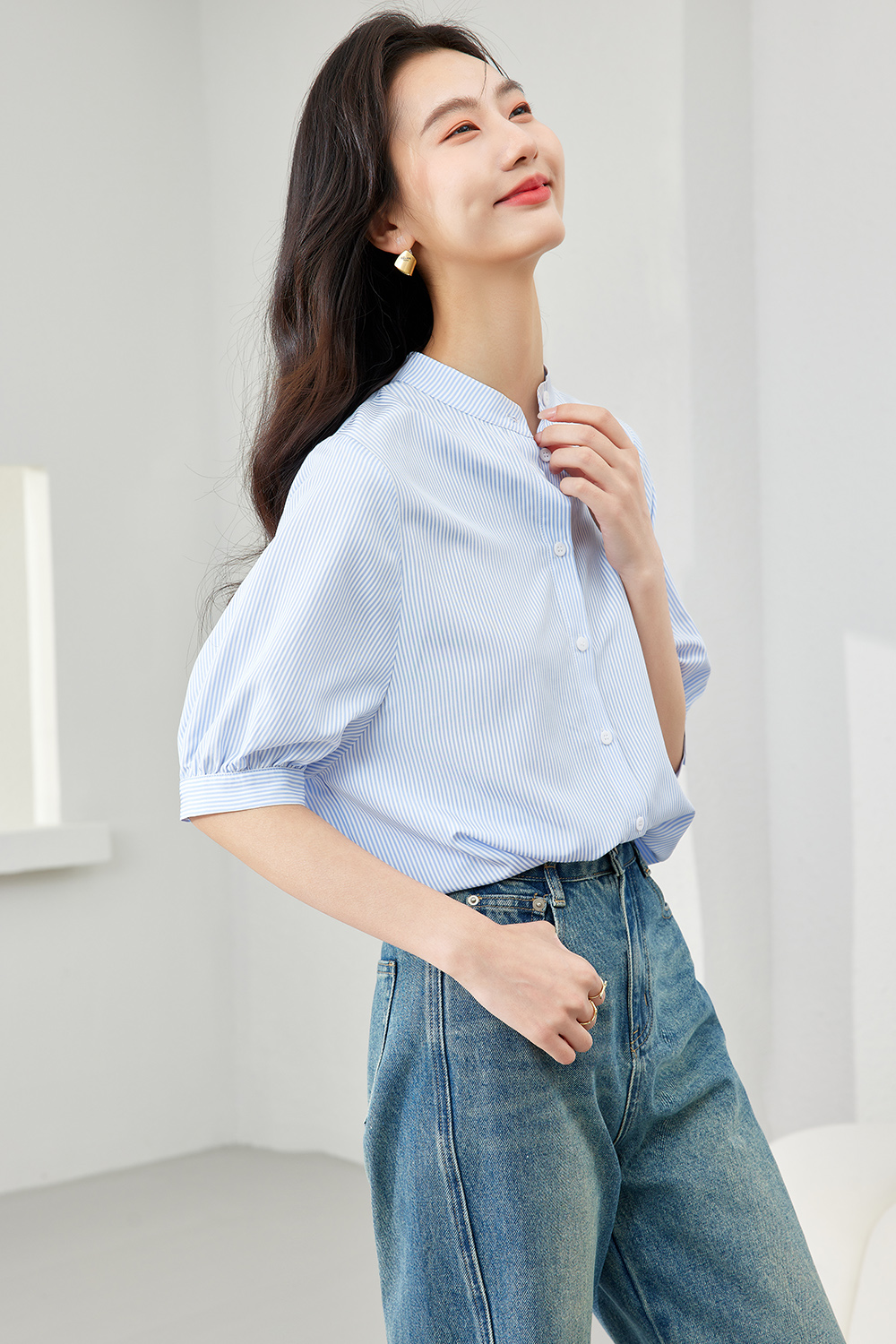 Lightweight Blue Striped Shirt