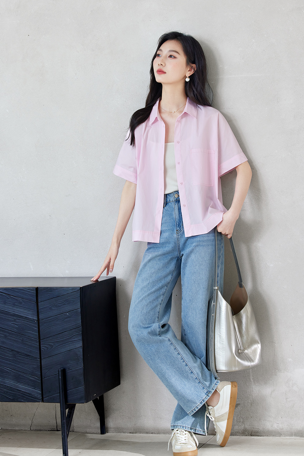 Solid Color Casual Sleeve Shirt